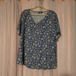 BloomChic Blue Floral Button-Up Top